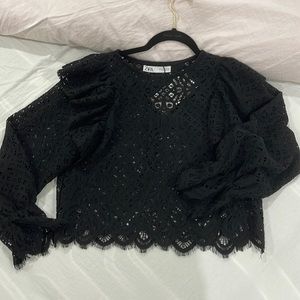 zara black lace top